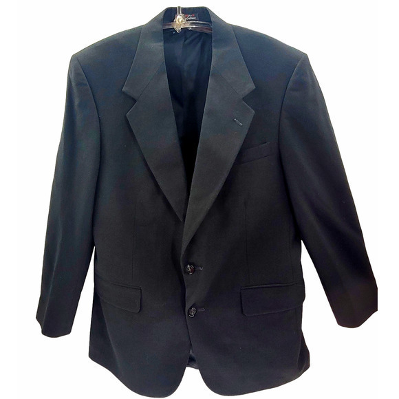 Men's Stafford Center Vent 2 Button Black Wool Vintage‎ Blazer Jacket - Picture 1 of 13